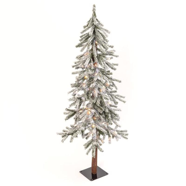 Gerson 5 ft. Slim LED 150 ct Flocked Alpine Christmas Tree (Pack of 2)
