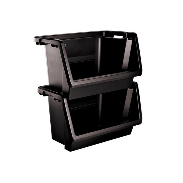Starplast Black Storage Bin 14.4 in. H X 15.6 in. W X 28 in. D Stackable (Pack of 4)