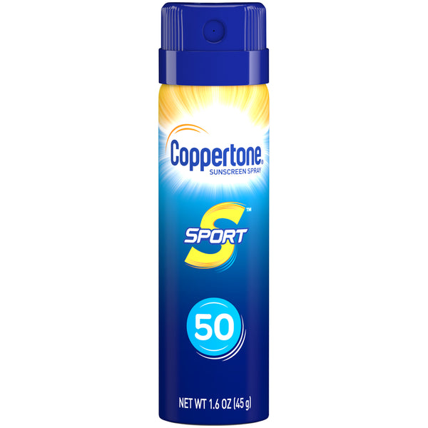Protector solar en aerosol Coppertone Sport FPS 50, resistente al agua, amplio espectro, protección UVA/UVB, 1.6 oz