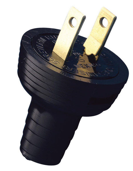 Leviton - Clavija de vinilo de hoja recta para uso comercial y residencial, calibre 18-14 AWG, 2 polos, 2 cables, 1-15 pines