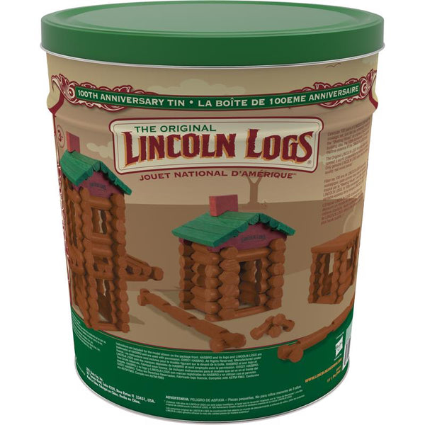 Lincoln Logs 100th Anniversary Tin Build Toy Wood Brown/Green 111 pc