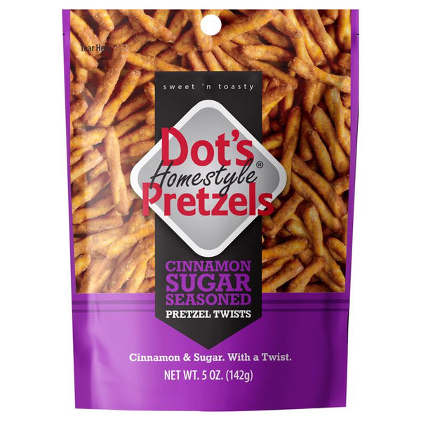 Pretzels caseros de canela y azúcar de Dot's Pretzels, bolsa de 5 oz (paquete de 10)