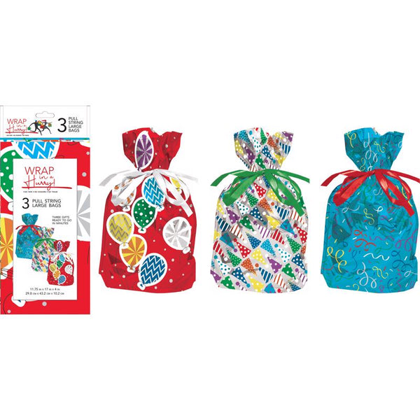 Paper Images Assorted All Occasion Drawstring Gift Bag (Pack of 6)