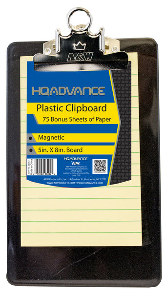 A&W 06002.P 5 X 8 Plastic Magnetic Clipboard Assorted Colors
