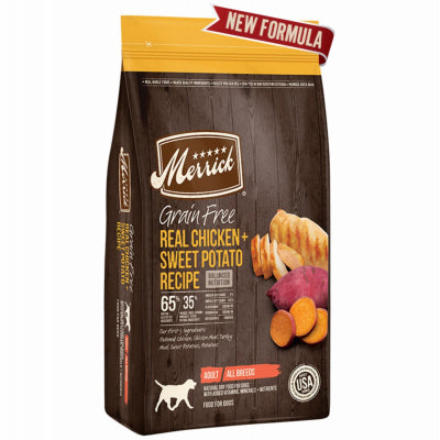 Alimento para perros, sin cereales, pollo y batata, 4 libras.