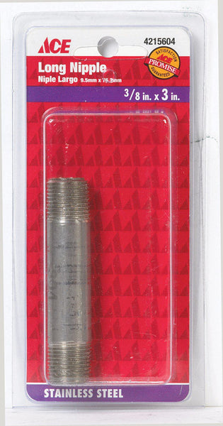 Ace 3/8 in. MPT x 3 in. L Stainless Steel Nipple