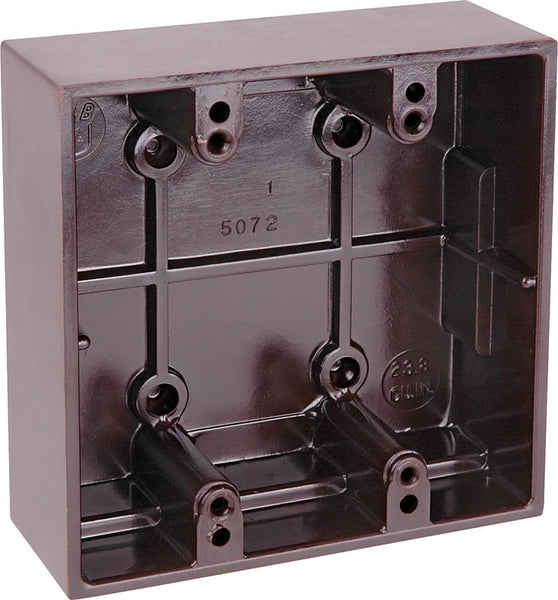 Carlon 4-9/16 in. Square Phenolic 2 gang Surface Mount Box Brown