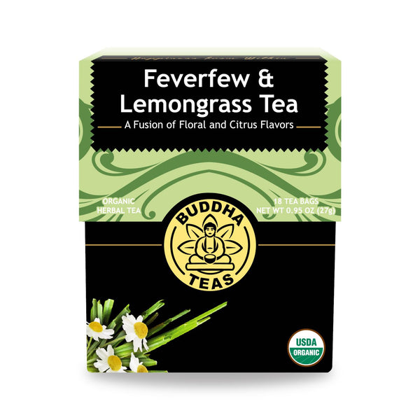 Buddha Teas - Organic Tea - Feverfew and Lemongrass - Case of 6 - 18 Count (Pack of 6)