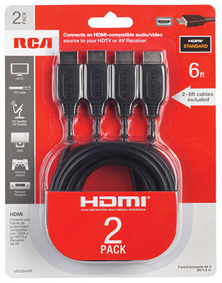 Cables de audio y video HDMI, 6 pies, paquete de 2.