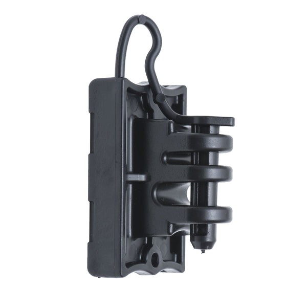 Aislador de poste en T y madera con pasador Zareba Pin-Lock, color negro