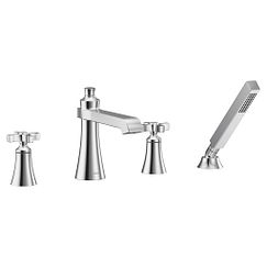 Grifo para bañera romana de arco alto con dos manijas en cromo