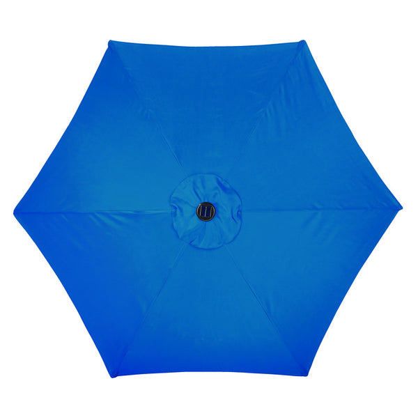 Sombrilla solar LED inclinable de 9 pies en azul real de Living Accents