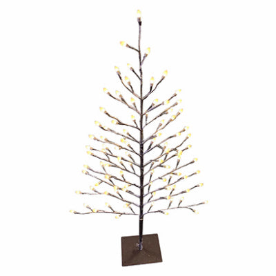 Árbol plano cubierto de nieve con luces LED, tapas de color blanco cálido, 42 pulgadas