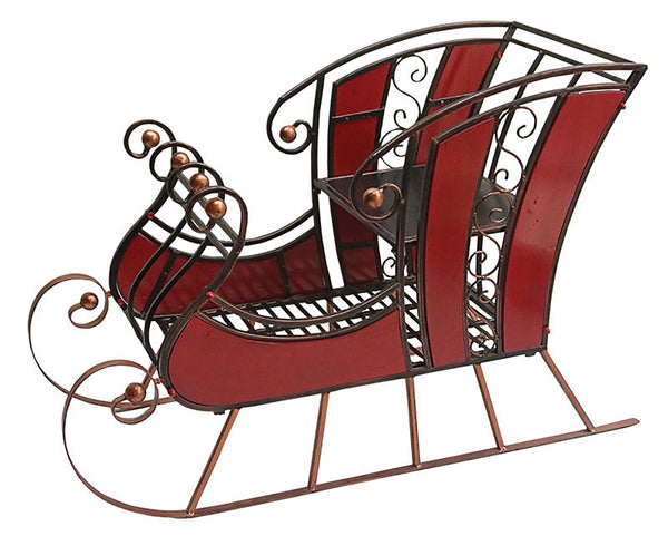 Sunset Vista Sleigh Christmas Decoration Red Metal 37.75 in. 1 pk