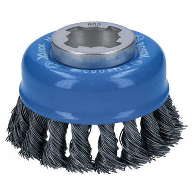 Cepillo de copa de una hilera X-Lock, alambre anudado, acero al carbono, 3 pulg.