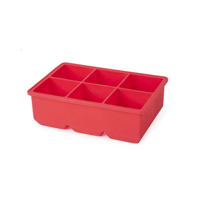 Bandeja para cubitos de hielo, silicona roja, 6 cubitos