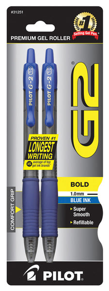 Bolígrafo retráctil de tinta en gel Pilot 31251 Blue G2, paquete de 2