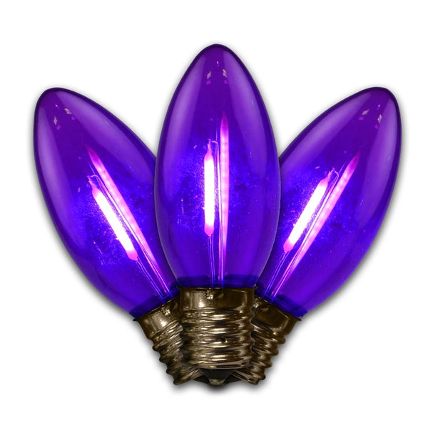 Bombillas LED C9 navideñas transparentes y suaves con luces brillantes para vacaciones en color morado
