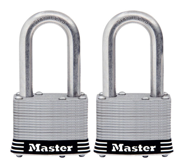 Master Lock 1.75 in. W Stainless Steel 4-Pin Tumbler Padlock 2 pk Keyed Alike