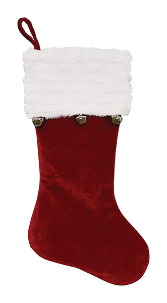 Dyno Christmas Stocking With Bells Red Velvet 1 pk (Pack of 6)