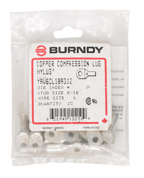 Burndy 8-10 Ga. Insulated Wire Ring Terminal Silver 12 pk