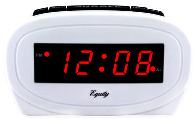 Reloj despertador, blanco, pantalla LED roja de 0,6 pulgadas