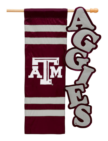 Evergreen Texas A&M Garden Flag 12-1/2 in. H x 18 in. W