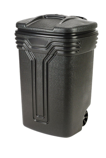 Contenedor de basura con ruedas Semco de 45 galones, 37,5" de alto x 24,3" de profundidad, de plástico negro (caja de 5)