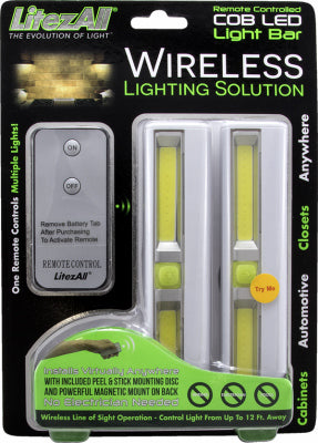 Barra de luz LED COB, parte posterior adhesiva, control remoto incluido, paquete de 2 (paquete de 6)