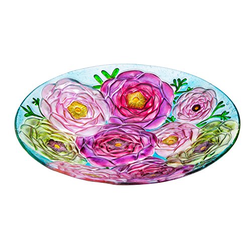 BAÑERA PARA PÁJAROS CON RAMO DE FLORES DE 18"