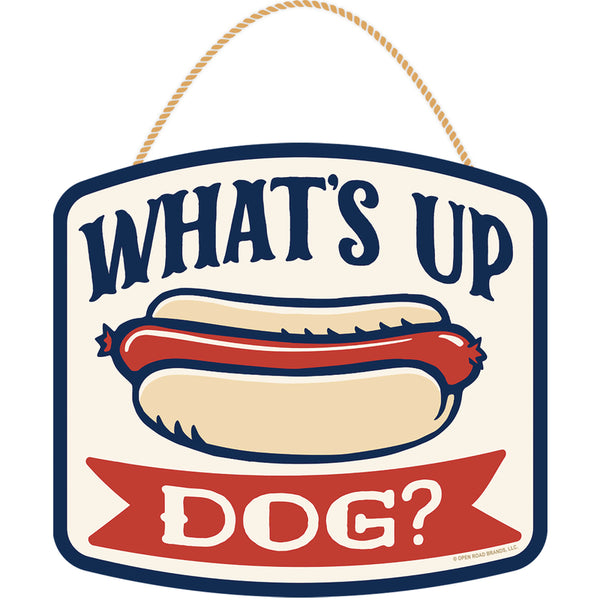 Arte de pared de metal con texto "What's Up Dog" de Open Road Brands, paquete de 1 (paquete de 4)