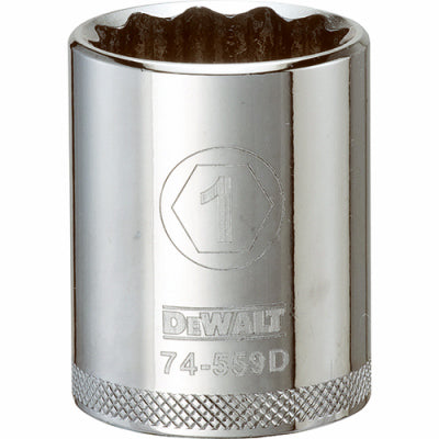 Dado SAE, poco profundo, 12 puntas, 1 pulg., entrada de 1/2 pulg.