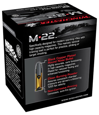 Munición de percusión anular M-22, calibre .22, rifle largo, punta redonda, caja de 1000 cartuchos