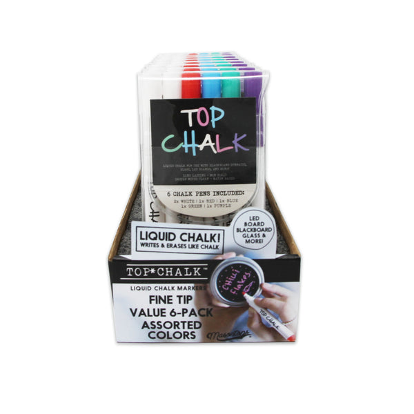 Marcadores de tiza líquida borrables Masontops Top Chalk, paquete de 6