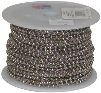 Nickel-Plated Brass Beaded Chain, #10, 100-Ft.