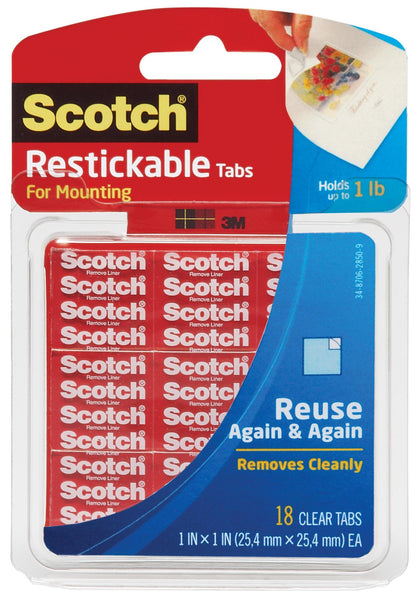 Pestañas de montaje reutilizables transparentes 3M R100, 18 unidades