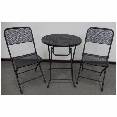 Juego de comedor bistró Padova de 3 piezas, plegable, con estructura de acero negro