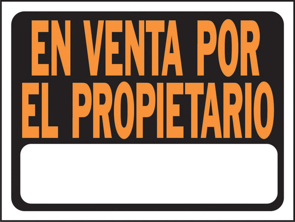 Letrero informativo Hy-Ko en español, color negro, 9 pulgadas de alto x 12 pulgadas de ancho (paquete de 10)
