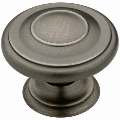 Perilla para gabinete Harmon, color plateado, redonda, 1-3/8 in