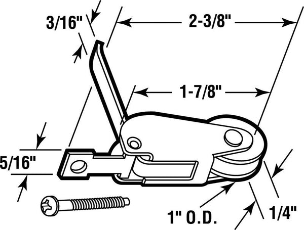 Prime-Line 1 in. Dia. x 1/4 in. L Steel Spring Tension Roller Assembly 2 pk