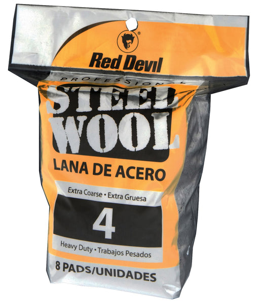 Lana de acero Red Devil 0327 n.° 4, paquete de 8