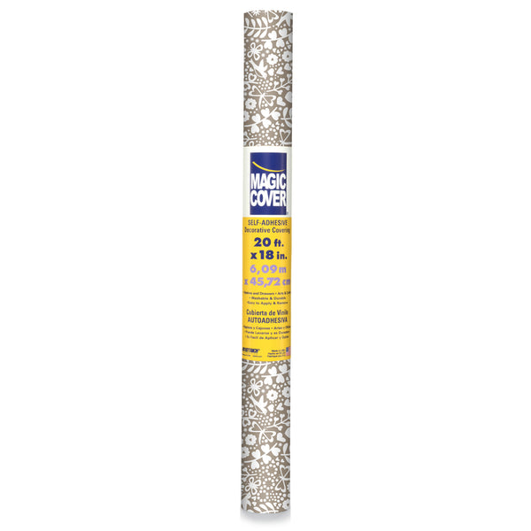 Magic Cover 20 ft. L X 18 in. W Brown/White Petite Garland Portobello Self-Adhesive Shelf and Drawer (Pack of 6)
