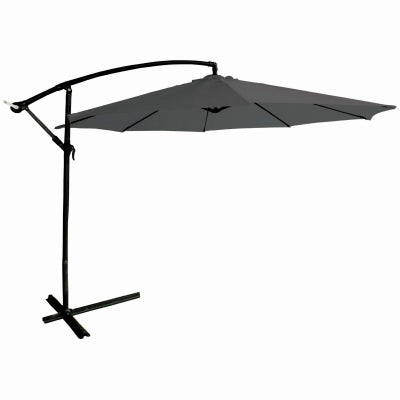 Sombrilla de patio desplazada, poste de aluminio, tela gris carbón, 11,5 pies.
