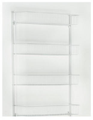 Unidad de 4 estantes de alambre, para puerta o pared, color blanco, 18 pulgadas