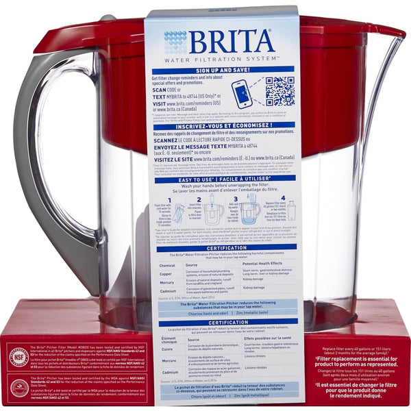 Brita 80 oz. Red Pitcher Plastic
