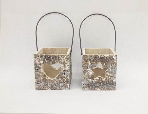 Celebrations Assorted Heart or Star Cutout Box Hanging Decoration Wood 1 pk (Pack of 6)