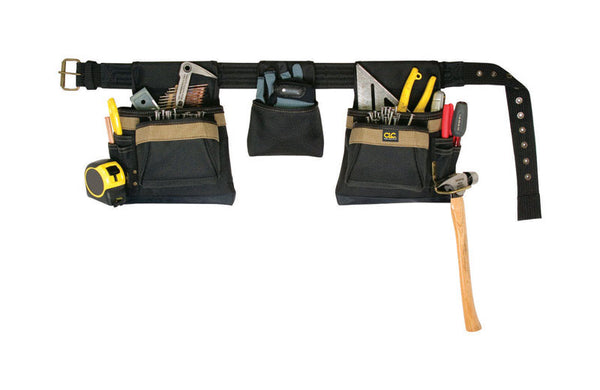 CLC 11 pocket Polyester Fabric Carpenters Pouch 19 in. L x 8 in. H Black 29 in. to 46 in.