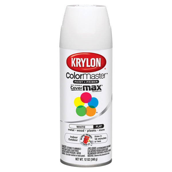 Krylon ColorMaster Flat White Spray Paint 12 oz. (Pack of 6)