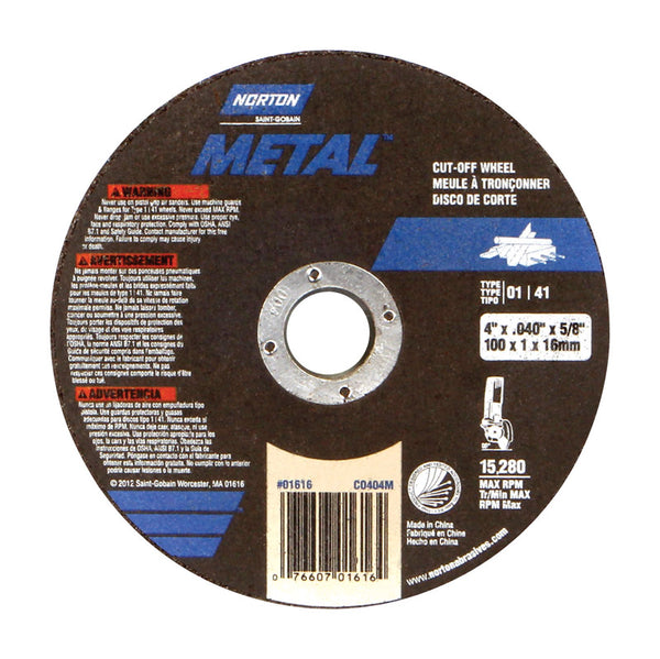 Norton 4 in. Dia. x 5/8 in. Aluminum Oxide Cut-Off Wheel 1 pc.