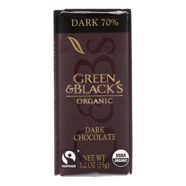 Green and Black's Organic Chocolate Bars - Bittersweet Dark Chocolate - 70 Percent Cacao - Impulse Bars - 1.2 oz - Case of 20